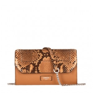 Lancel Ninon Chain Wallet Unterarmtasche-Taschen Damen Braun | VSM7453OU