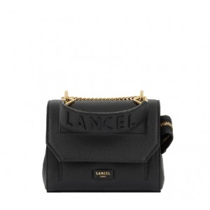 Lancel Ninon Flap Schultertaschen Damen Schwarz Gold | VBL5818MO