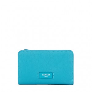 Lancel Ninon Rectangular Zip Compact Geldbörse Damen Blau | PMK455UY