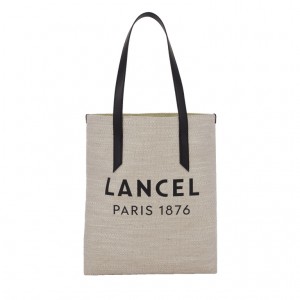 Lancel Summer Vertical Flache Tragetaschen Damen Schwarz Beige | BMN4469DS