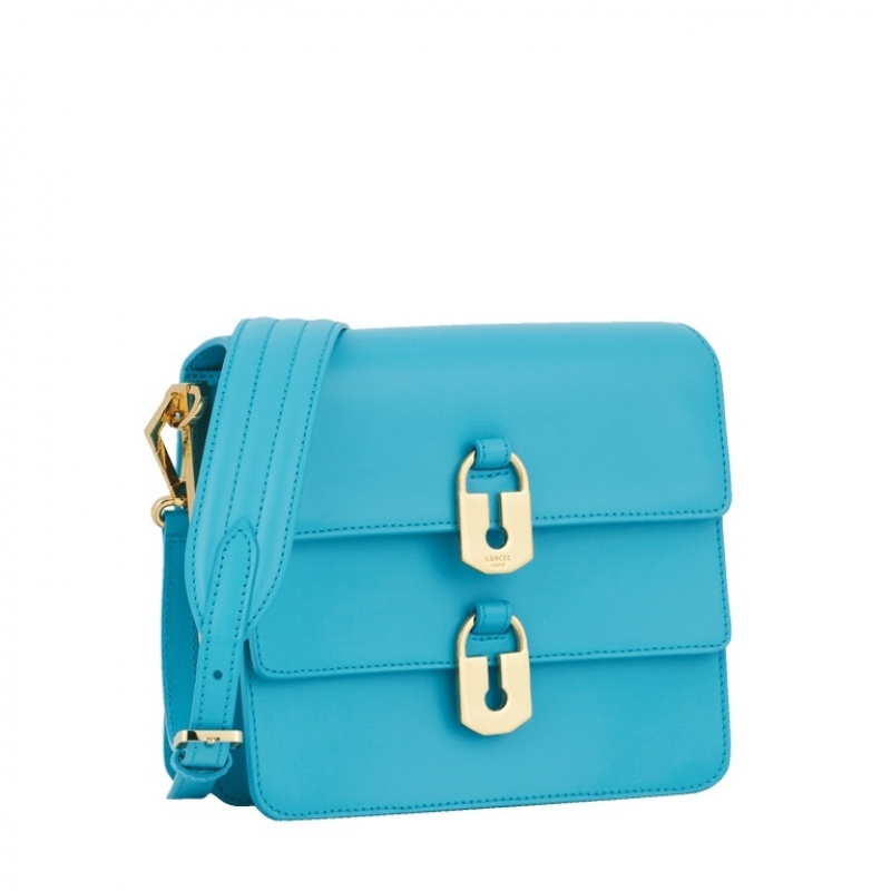 Lancel Idylle M Flap Schultertaschen Damen Blau | XDE3998TK