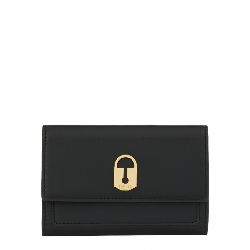 Lancel Idylle Rectangular Flap Compact Geldbörse Damen Schwarz | DOE5964VA