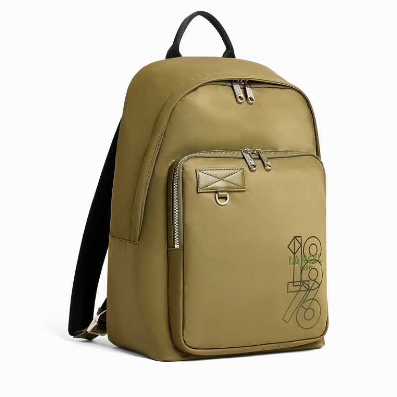 Lancel Leo 1 Compartment Rucksack Herren Dunkelkhaki | GNP1598DO