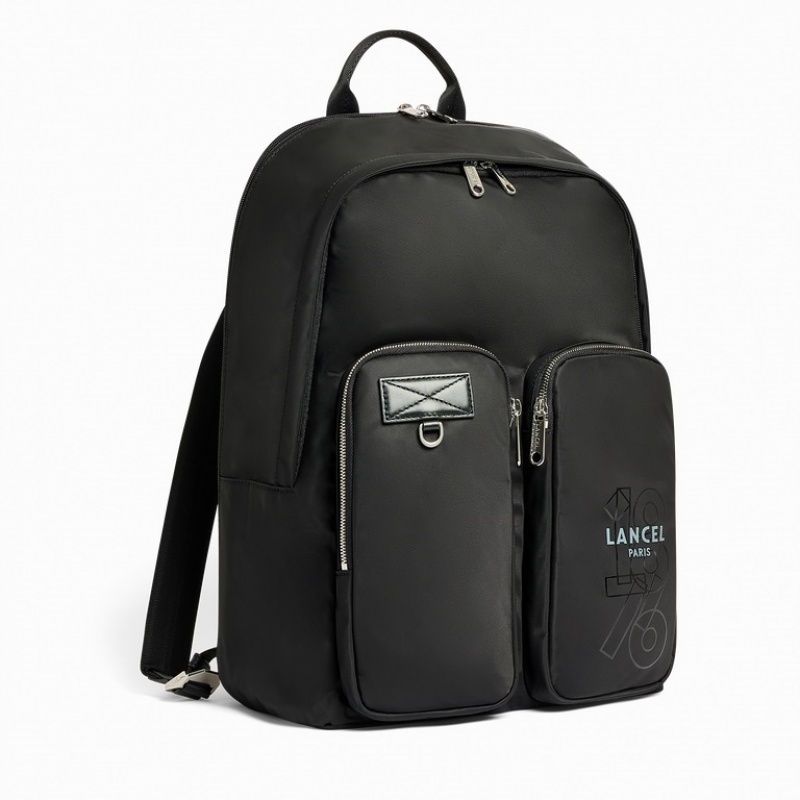 Lancel Leo 2 Compartment Rucksack Herren Schwarz | SYS9186NS