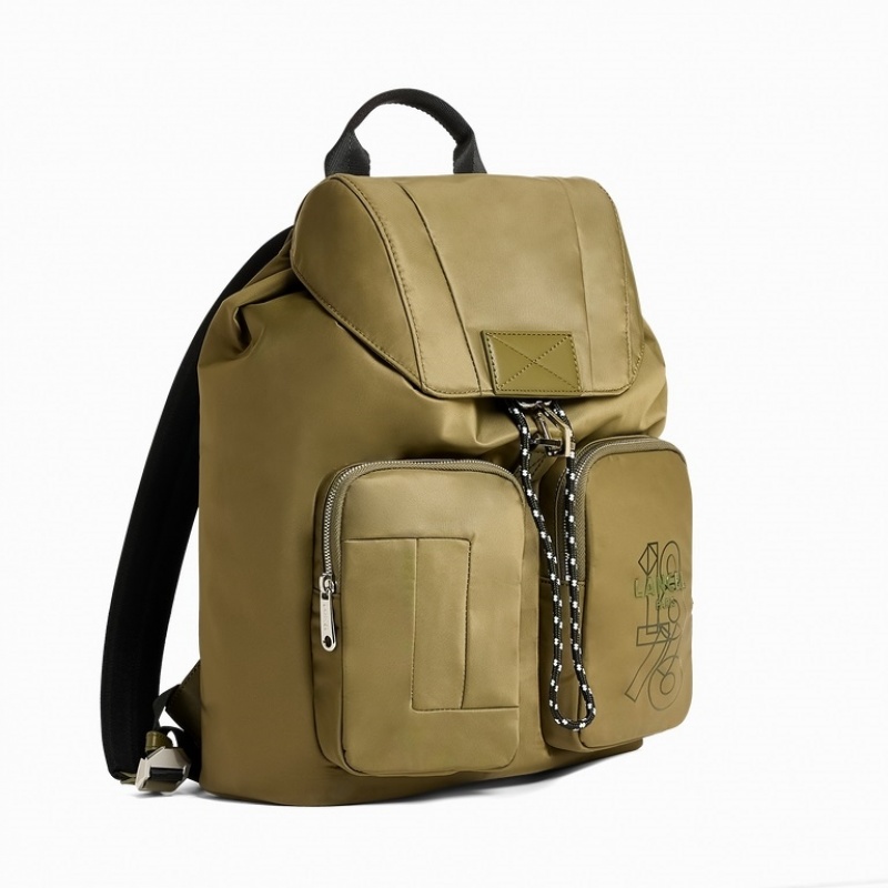 Lancel Leo Flap Rucksack Herren Dunkelkhaki | LSK5969TS