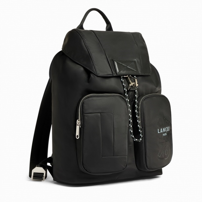 Lancel Leo Flap Rucksack Herren Schwarz | MNW8312DA