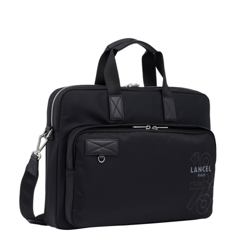 Lancel Leo Slim Document Aktentaschen Herren Schwarz | COV2125PR