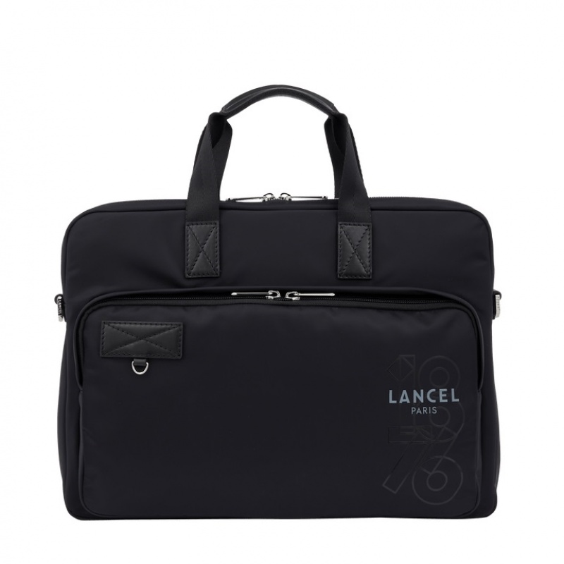 Lancel Leo Slim Document Aktentaschen Herren Schwarz | COV2125PR