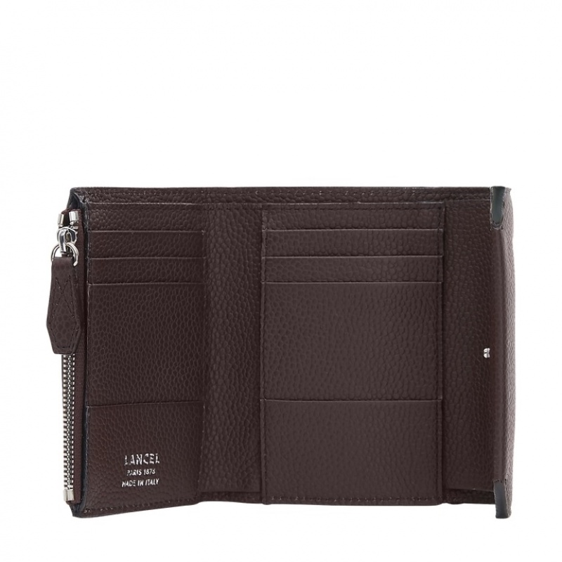 Lancel Ninon Compact Medium Flap Geldbörse Damen Schokolade | XFM6741DQ