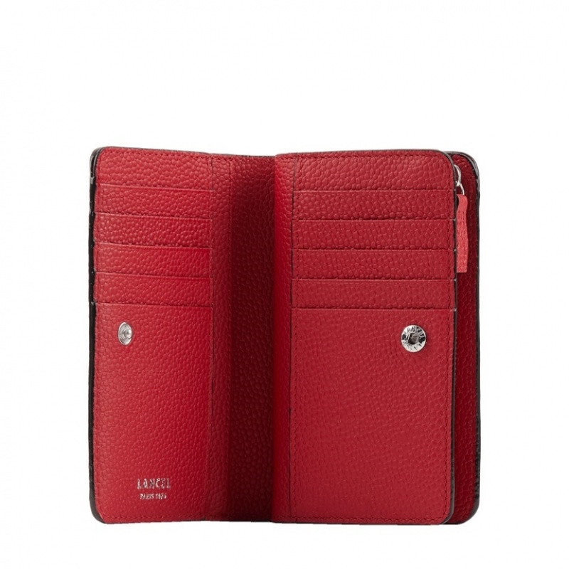 Lancel Ninon Compact Rectangular Zipped Geldbörse Damen Rot | TEA8078YE