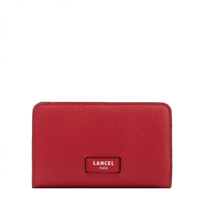 Lancel Ninon Compact Rectangular Zipped Geldbörse Damen Rot | TEA8078YE