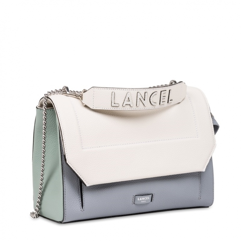 Lancel Ninon Flap Handtasche Damen Weiß Blau | ELJ1658TC