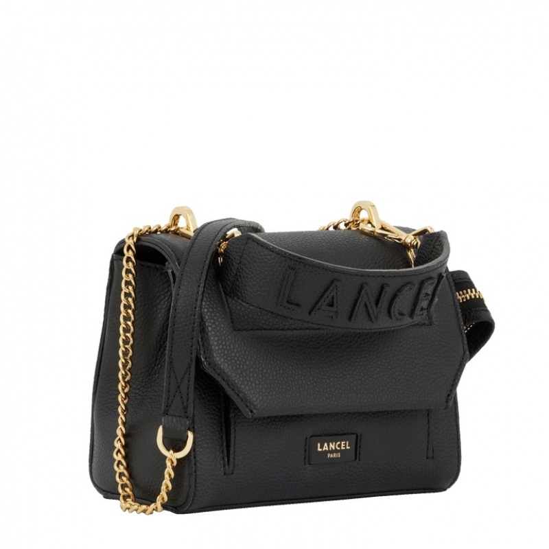 Lancel Ninon Flap Schultertaschen Damen Schwarz Gold | BGI8034SI