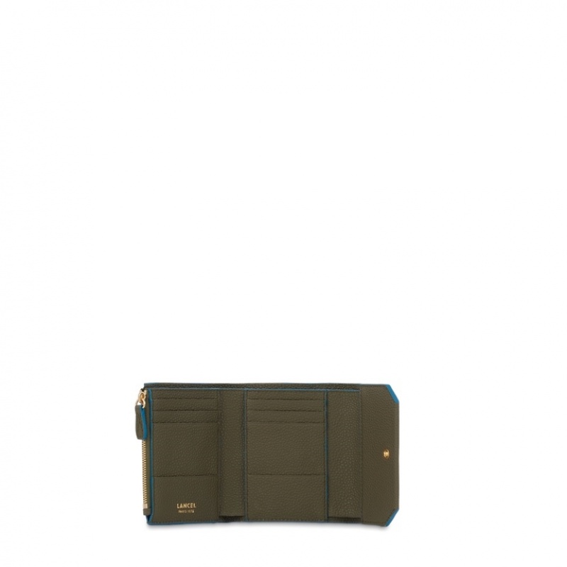 Lancel Ninon M Flap Compact Geldbörse Damen Dunkelkhaki | QEO1736QQ