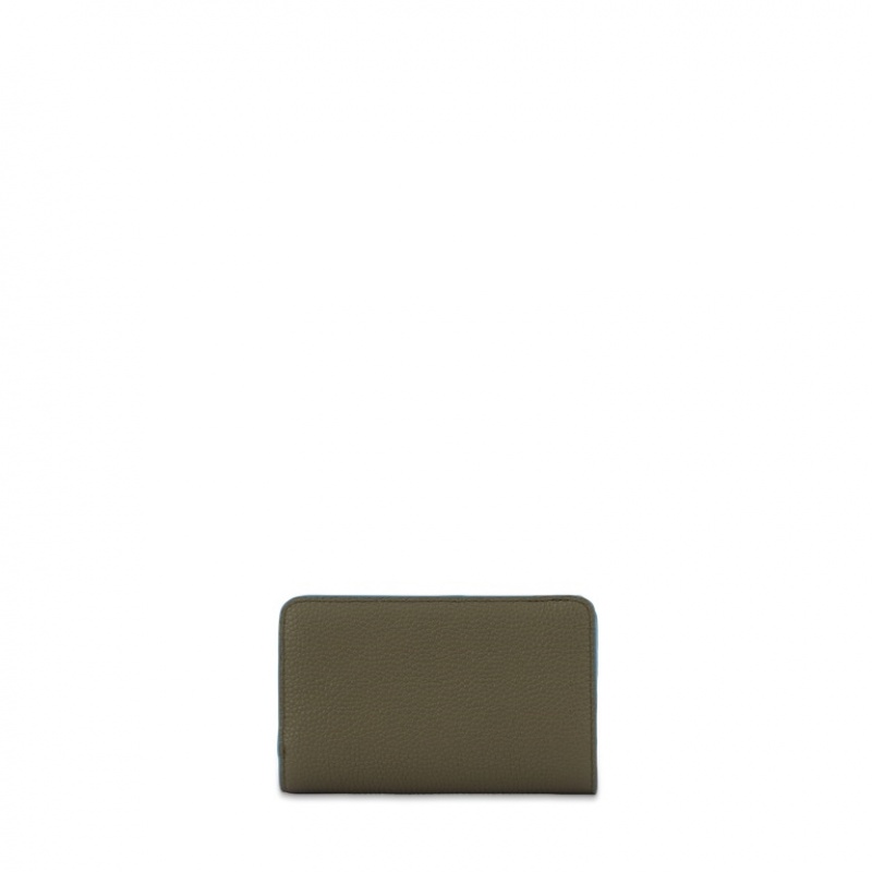 Lancel Ninon Rectangular Zip Compact Geldbörse Damen Dunkelkhaki | YOV18WZ