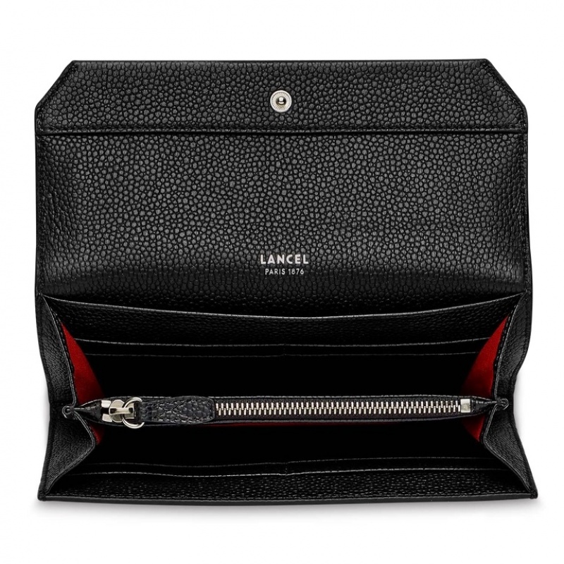 Lancel Ninon Slim Flap Geldbörse Damen Schwarz | YJV282KD