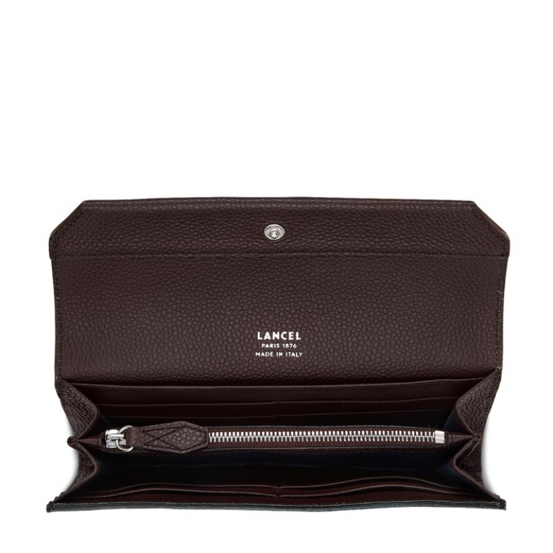 Lancel Ninon Slim With Flap Geldbörse Damen Schokolade | BGG2634KA