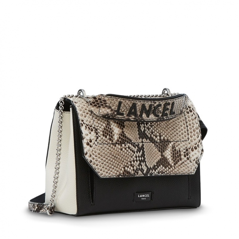 Lancel Ninon With Flap Crossbody Taschen Damen Schwarz Weiß | IUS368MC