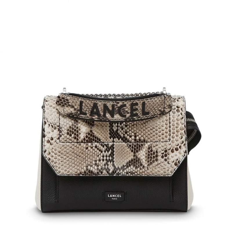 Lancel Ninon With Flap Crossbody Taschen Damen Schwarz Weiß | IUS368MC