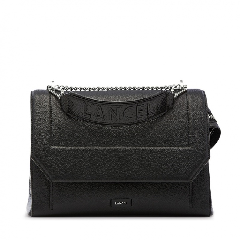 Lancel Ninon With Flap Schultertaschen Damen Schwarz | IGB477CW