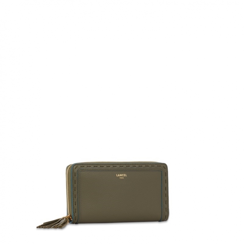 Lancel Premier Flirt Long Zip Geldbörse Damen Dunkelkhaki | QLM951DE