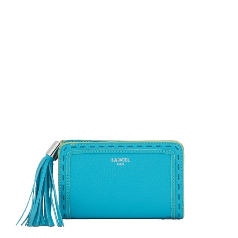 Lancel Premier Flirt Medium Compact Zip Geldbörse Damen Blau | OMO796UI