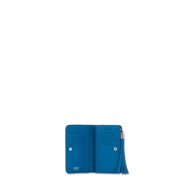 Lancel Premier Flirt Rectangular Zip Compact Geldbörse Damen Tiefesblau | TTU302RU