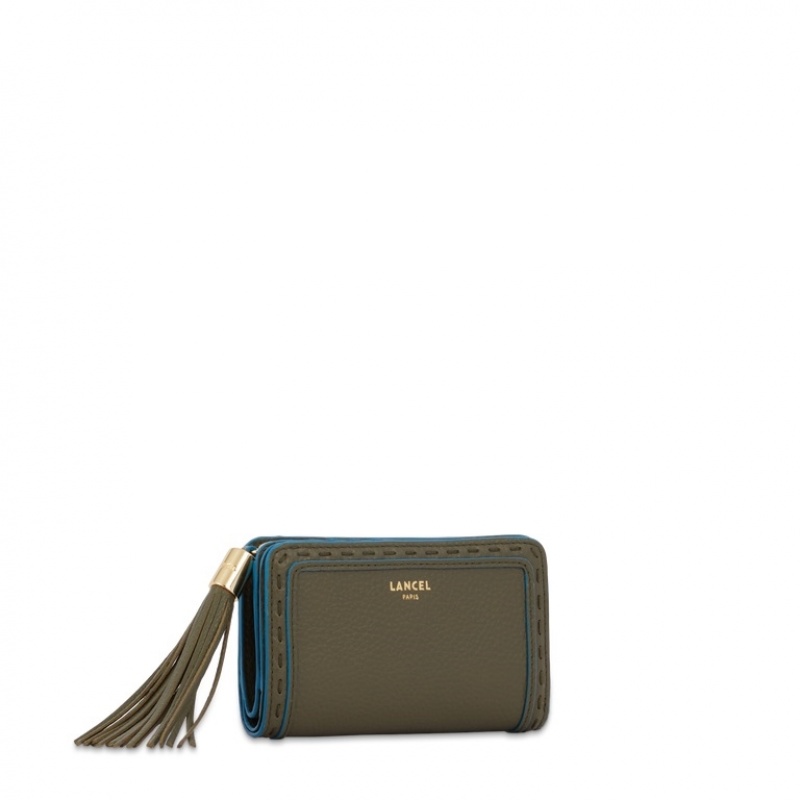 Lancel Premier Flirt Rectangular Zip Compact Geldbörse Damen Dunkelkhaki | QEU7199VX