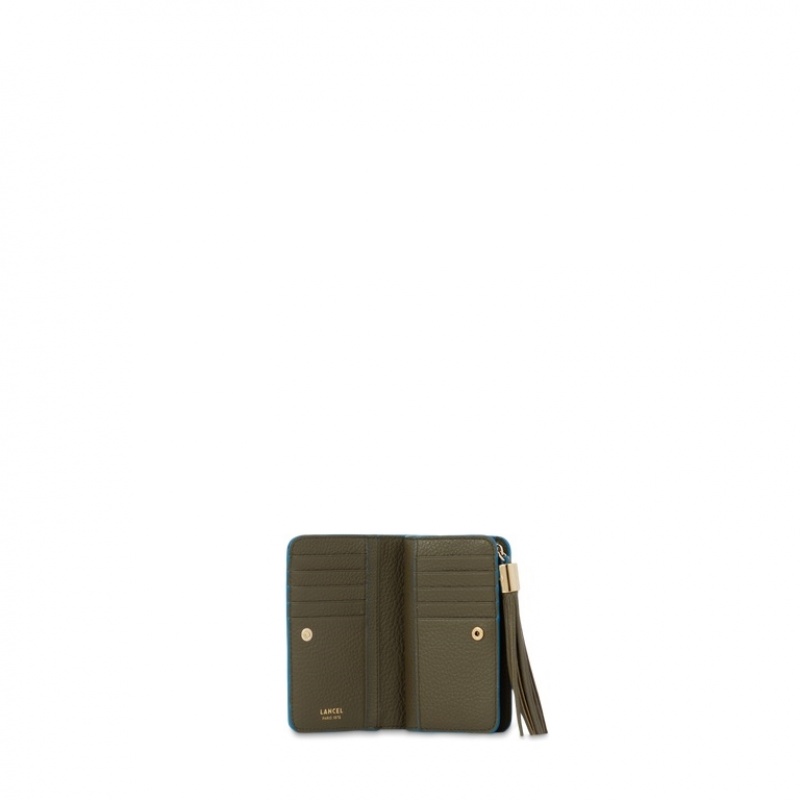 Lancel Premier Flirt Rectangular Zip Compact Geldbörse Damen Dunkelkhaki | QEU7199VX