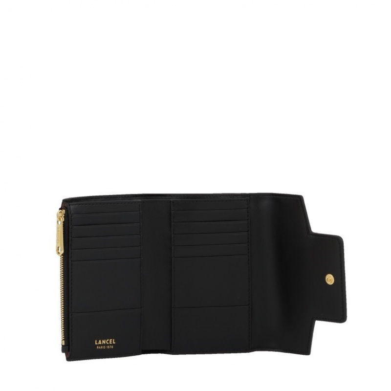 Lancel Roxane Compact Geldbörse Damen Schwarz Gold | NXA4258JJ