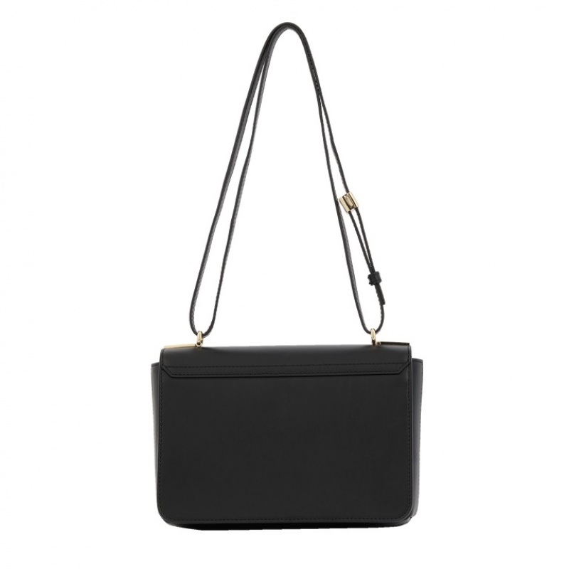 Lancel Roxane Flap Schultertaschen Damen Schwarz Gold | POG6540TJ