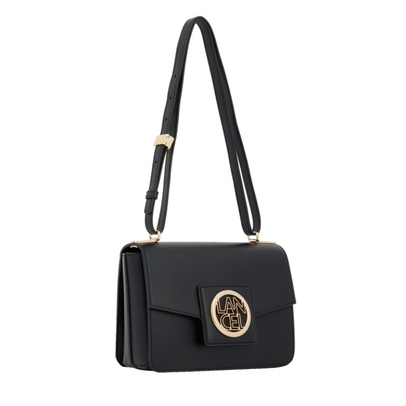 Lancel Roxane Flap Schultertaschen Damen Schwarz Gold | POG6540TJ