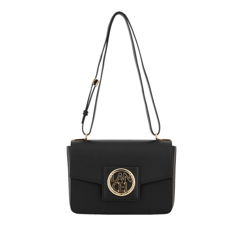 Lancel Roxane Flap Schultertaschen Damen Schwarz Gold | POG6540TJ