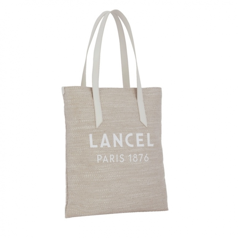 Lancel Summer Vertical Flache Tragetaschen Damen Weiß Beige | LXQ8514KR