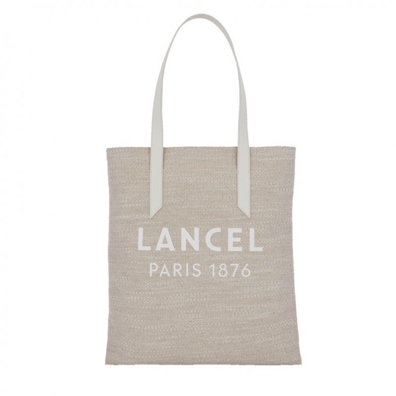 Lancel Summer Vertical Flache Tragetaschen Damen Weiß Beige | LXQ8514KR