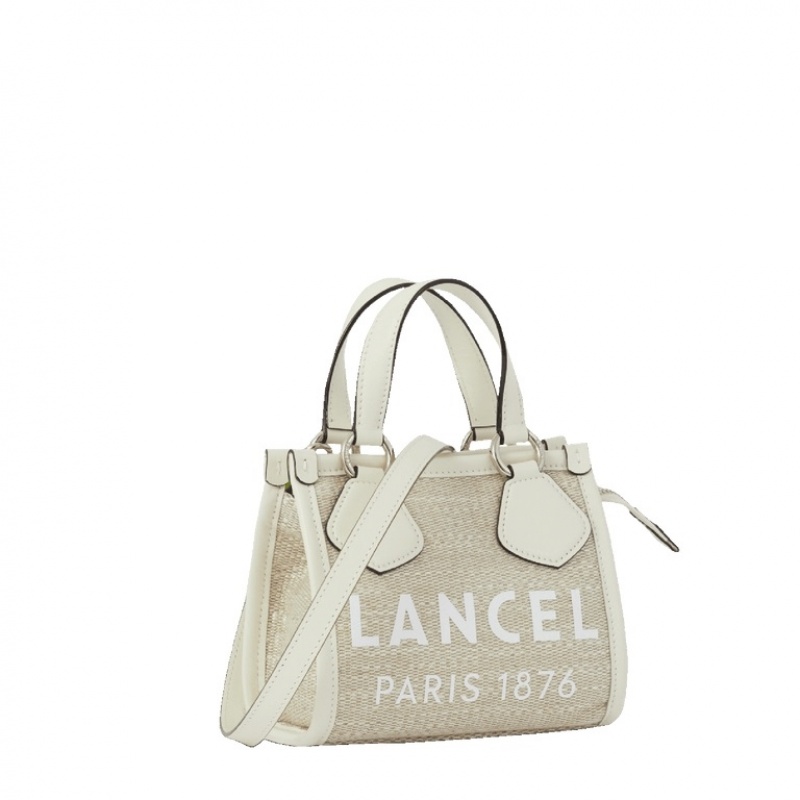 Lancel Summer Zipped Mini Tragetaschen Damen Weiß Beige | HVH5363NF